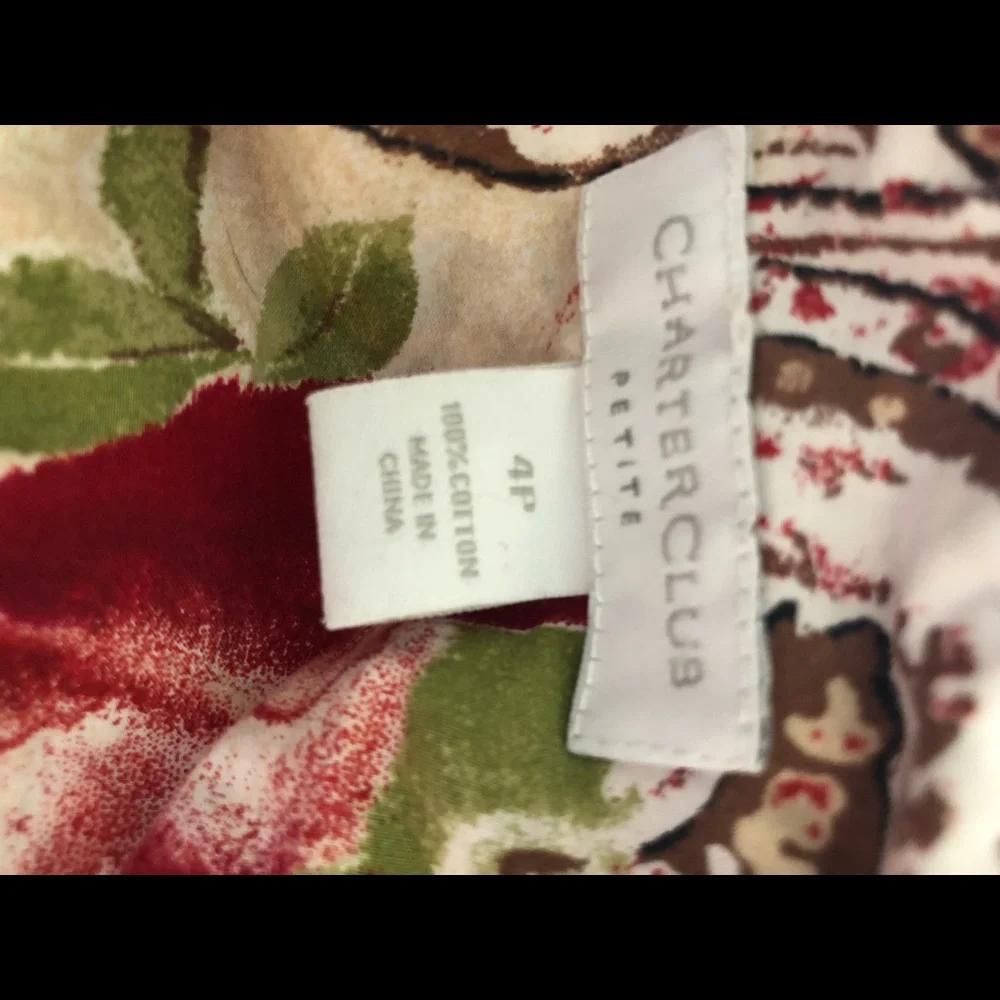 SOLD🟣 Charter Club 100% Cotton Blouse Button Down Floral - Picture 8 of 9